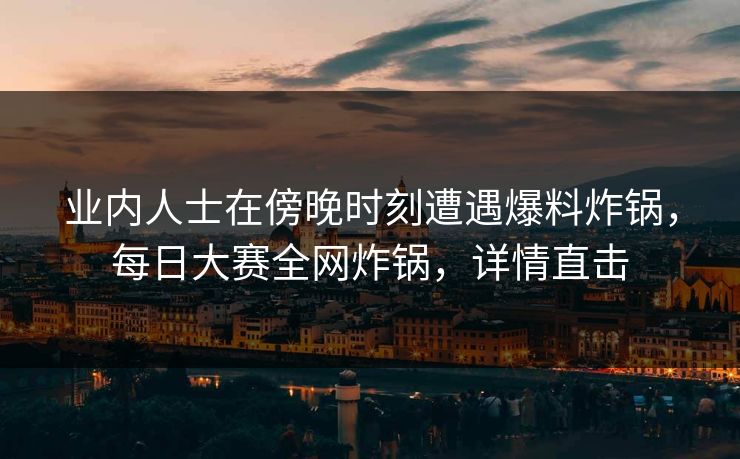 业内人士在傍晚时刻遭遇爆料炸锅，每日大赛全网炸锅，详情直击