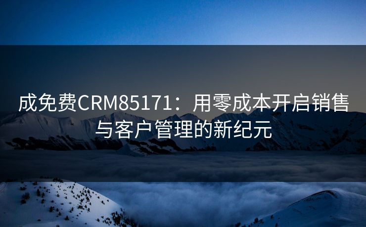 成免费CRM85171:用零成本开启销售与客户管理的新纪元 成免费CRM85171:用零成本开启销售与客户管理的新纪元